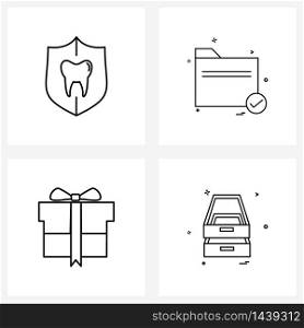 4 Universal Icons Pixel Perfect Symbols of security, box, secure, directory, box Vector Illustration