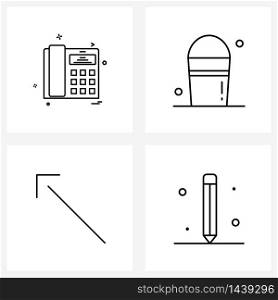 4 Universal Icons Pixel Perfect Symbols of telephone, upper, phone call, pail, pen Vector Illustration
