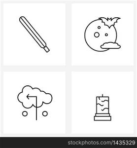 4 Universal Icons Pixel Perfect Symbols of thermometer; candle; moon; cloud; scary Vector Illustration