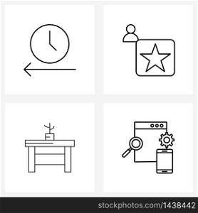 4 Universal Icons Pixel Perfect Symbols of time, drawer, back, like, interior Vector Illustration