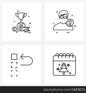 4 Universal Icons Pixel Perfect Symbols of trophy, avtar, prize, avatar, move Vector Illustration