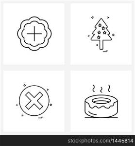 4 Universal Line Icon Pixel Perfect Symbols of add, sign, rating, celebrations, close Vector Illustration