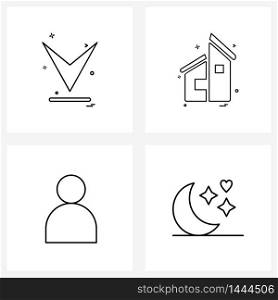 4 Universal Line Icon Pixel Perfect Symbols of arrow, man, download, home, media Vector Illustration
