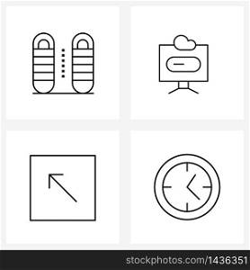 4 Universal Line Icon Pixel Perfect Symbols of bag, up, cloud, arrow, time Vector Illustration