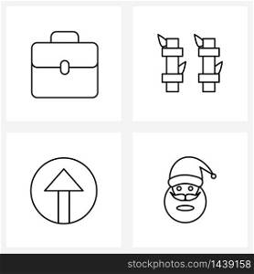 4 Universal Line Icon Pixel Perfect Symbols of bag, up, school, japan, Santa clause Vector Illustration