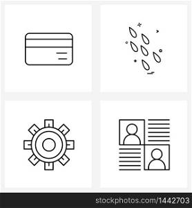 4 Universal Line Icon Pixel Perfect Symbols of bank, testing, rain, water, article Vector Illustration