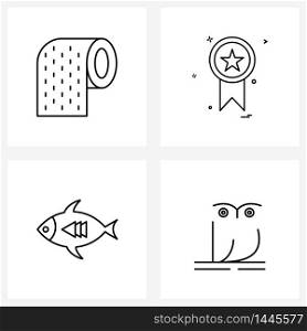 4 Universal Line Icon Pixel Perfect Symbols of box, fish, restaurant, badge, pond Vector Illustration
