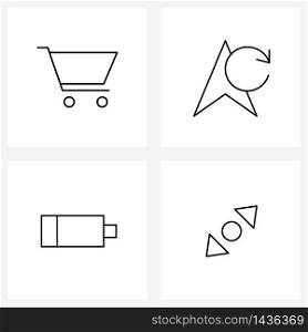 4 Universal Line Icon Pixel Perfect Symbols of cart, restart, logistic, computer, full Vector Illustration