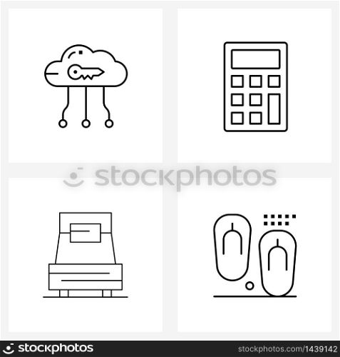 4 Universal Line Icon Pixel Perfect Symbols of cloud, home, transfer, math, flip Vector Illustration