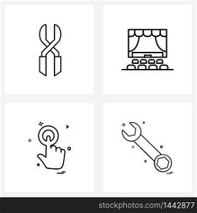 4 Universal Line Icon Pixel Perfect Symbols of cutting, hand, scissors, film, finger Vector Illustration