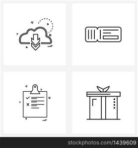 4 Universal Line Icon Pixel Perfect Symbols of download, clipboard, network, offer, text Vector Illustration