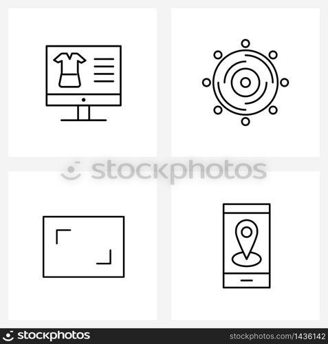 4 Universal Line Icon Pixel Perfect Symbols of ecommerce; weak; cd; video; location Vector Illustration