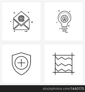 4 Universal Line Icon Pixel Perfect Symbols of email, secure, internet, education, machine Vector Illustration
