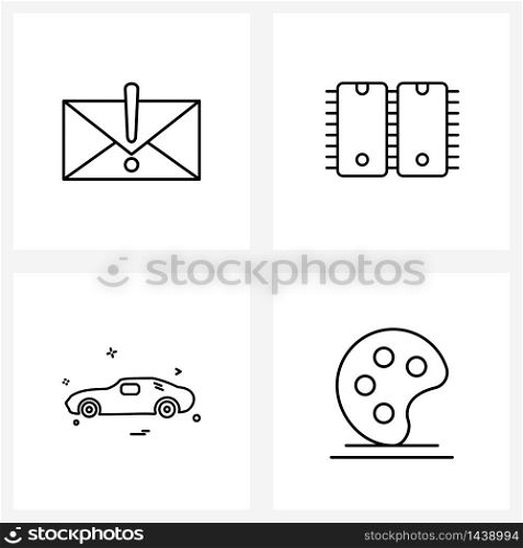 4 Universal Line Icon Pixel Perfect Symbols of email, transport, mail, ic, travel Vector Illustration