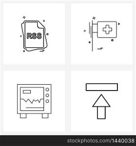 4 Universal Line Icon Pixel Perfect Symbols of file, electro diagram, files, medicine, biology Vector Illustration