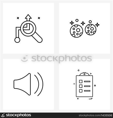 4 Universal Line Icon Pixel Perfect Symbols of find; clipboard; moon; sound; sodalist Vector Illustration