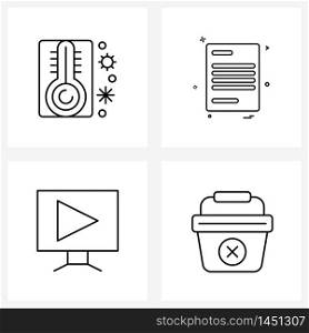 4 Universal Line Icon Pixel Perfect Symbols of forecast, device, medical, doc, music Vector Illustration