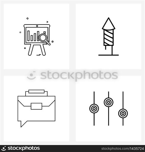 4 Universal Line Icon Pixel Perfect Symbols of graph, message, Christmas, star, solutions Vector Illustration