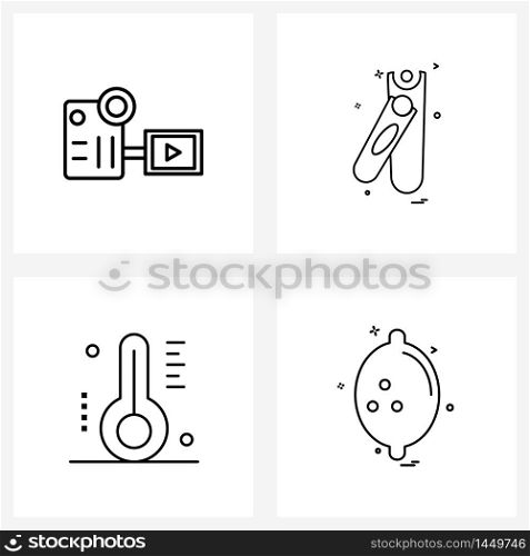 4 Universal Line Icon Pixel Perfect Symbols of hotel, user, wedding, nails, citrus Vector Illustration