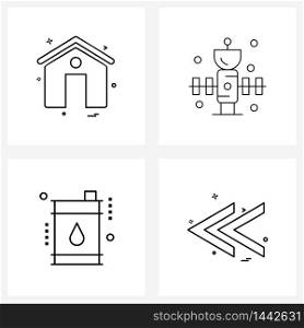4 Universal Line Icon Pixel Perfect Symbols of house, energy, house, space, arrow Vector Illustration