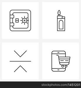 4 Universal Line Icon Pixel Perfect Symbols of locker, expand, fire, smoking, online Vector Illustration