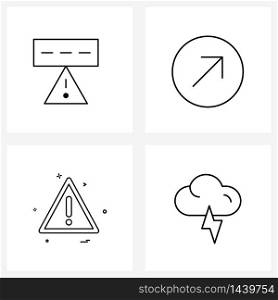 4 Universal Line Icon Pixel Perfect Symbols of password, ui, warning, arrow, interface Vector Illustration