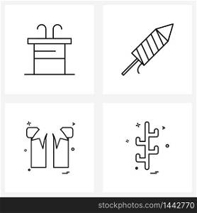4 Universal Line Icon Pixel Perfect Symbols of podium, gift, speech, sparkle, surprise Vector Illustration