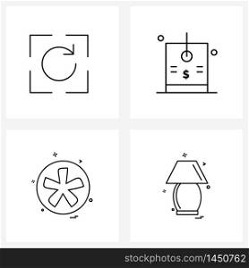 4 Universal Line Icon Pixel Perfect Symbols of redo, star, business, tag, furniture Vector Illustration