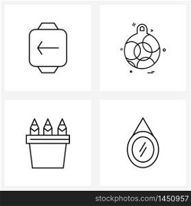 4 Universal Line Icon Pixel Perfect Symbols of smart watch, ball, left, Christmas s, pencil holder Vector Illustration