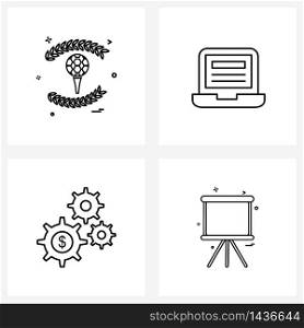 4 Universal Line Icon Pixel Perfect Symbols of sports; setting; golf; news portal; business report Vector Illustration