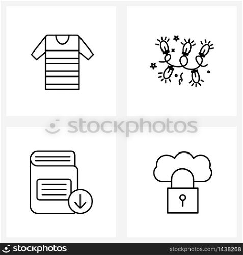 4 Universal Line Icon Pixel Perfect Symbols of t shirr; notes; decoration; Christmas; down Vector Illustration