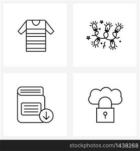 4 Universal Line Icon Pixel Perfect Symbols of t shirr; notes; decoration; Christmas; down Vector Illustration