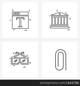 4 Universal Line Icon Pixel Perfect Symbols of web, protection, internet, justice, glasses Vector Illustration