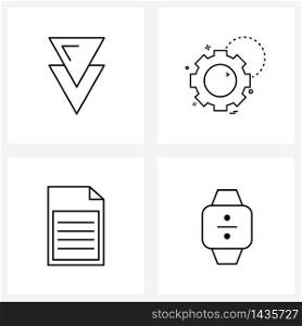4 Universal Line Icons for Web and Mobile arrows, settings, down, options, text Vector Illustration