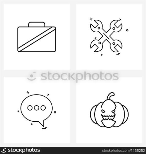 4 Universal Line Icons for Web and Mobile briefcase; messages; document; settings; sms Vector Illustration
