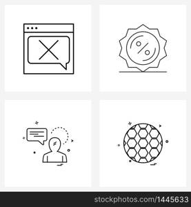 4 Universal Line Icons for Web and Mobile bubble, chat, black Friday, promotion, avatar Vector Illustration