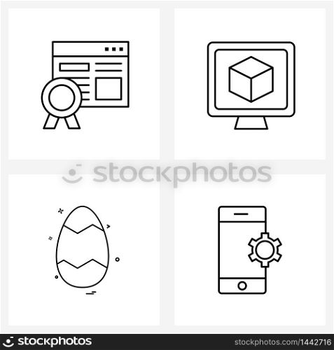 4 Universal Line Icons for Web and Mobile bug, Easter, software, delivery, smartphone Vector Illustration