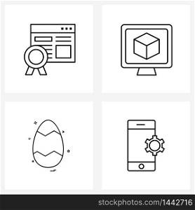 4 Universal Line Icons for Web and Mobile bug, Easter, software, delivery, smartphone Vector Illustration