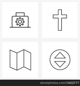 4 Universal Line Icons for Web and Mobile business, pin, bag, religious, lift Vector Illustration
