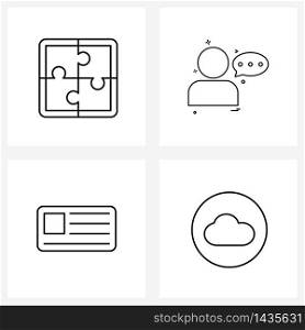 4 Universal Line Icons for Web and Mobile business, text, strategy, male, card Vector Illustration