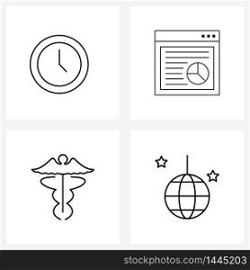 4 Universal Line Icons for Web and Mobile clock, fly, approve, business, angles Vector Illustration