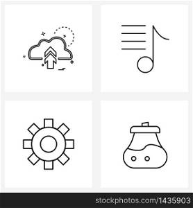 4 Universal Line Icons for Web and Mobile cloud, setting, network, music, adjustment Vector Illustration