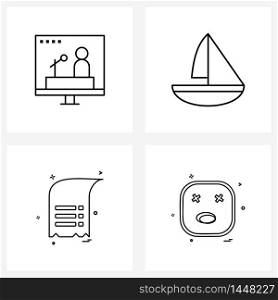 4 Universal Line Icons for Web and Mobile communication, ui, boat, energy, emoji Vector Illustration