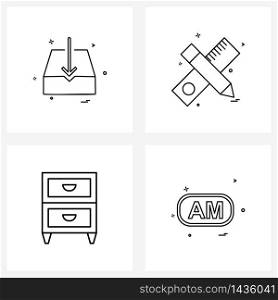 4 Universal Line Icons for Web and Mobile drop box; table; pencil; school; radio buttons Vector Illustration