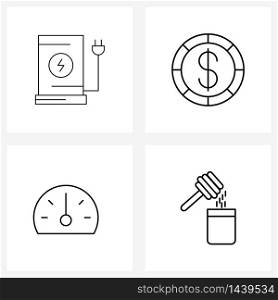 4 Universal Line Icons for Web and Mobile energy, dashboard, smart, finance, speed Vector Illustration