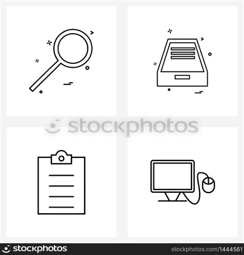 4 Universal Line Icons for Web and Mobile find, internet, magnifying, drop box, clipboard Vector Illustration