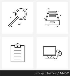 4 Universal Line Icons for Web and Mobile find, internet, magnifying, drop box, clipboard Vector Illustration