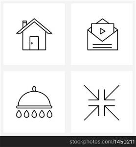 4 Universal Line Icons for Web and Mobile house, food, rent, open, expand Vector Illustration