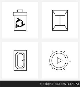 4 Universal Line Icons for Web and Mobile industry, house, envelope, service, direction Vector Illustration