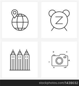4 Universal Line Icons for Web and Mobile internet, office, alarm, z, image Vector Illustration